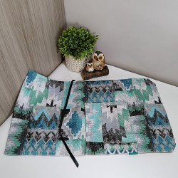 Funda Ajustable Geométrica Verde y Gris