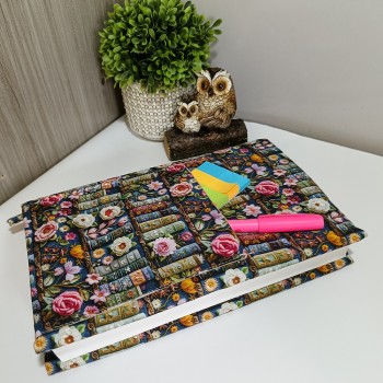 Funda Ajustable Libros y Flores